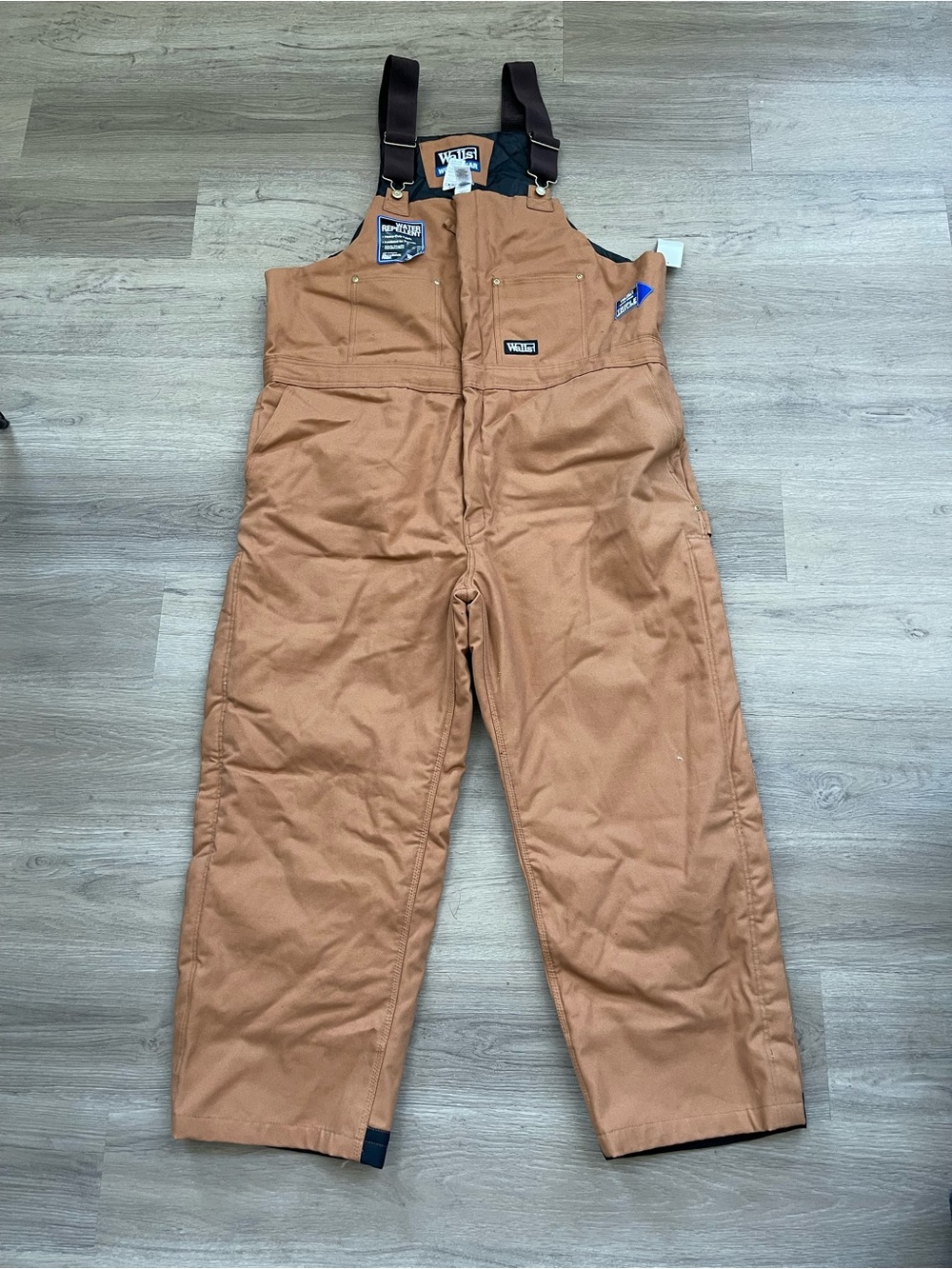 Walls Tan Work Cargo Bib Overalls